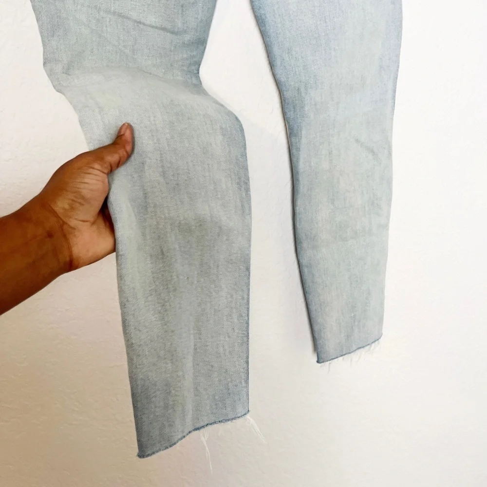 GRLFRND Karolina Button Fly High Rise Straight Leg Raw Hem Jeans